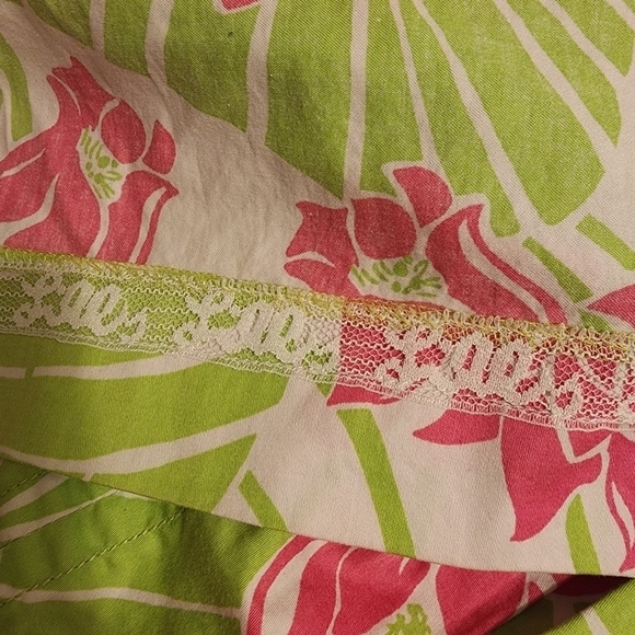 LILLY PULITZER Pink Green Lotus Frog Pleated Skirt Size 2 - Picture 5 of 6